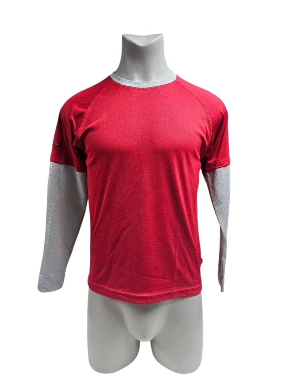 ZOIC gray and red long sleeve poly cycling jersey . Medium